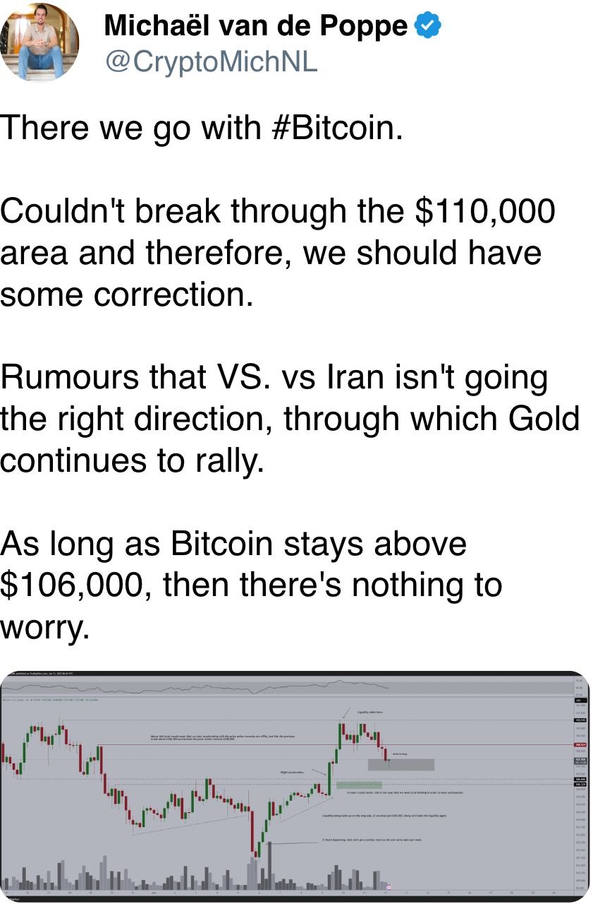 As long as Bitcoin stays above $106,000, then there's nothing to worry. As long as Bitcoin stays above $106,000, then there's nothing to worry.